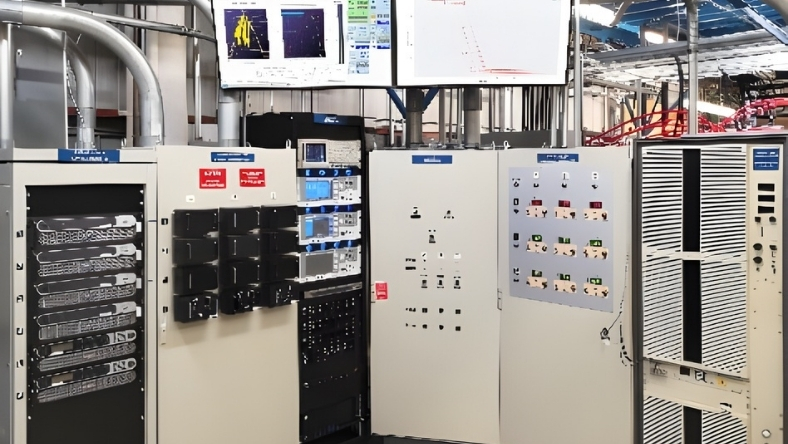 Digital grid control panels in utility control room
